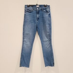 MOTHER The Mid Rise Dazzler Vamp Fray Ankle Jeans